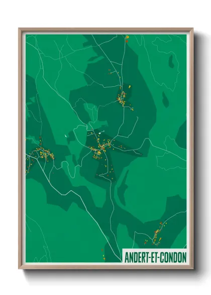 Une affiche de carte sur Andert-et-Condon