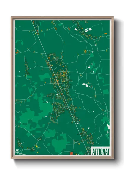 Une affiche de carte sur Attignat