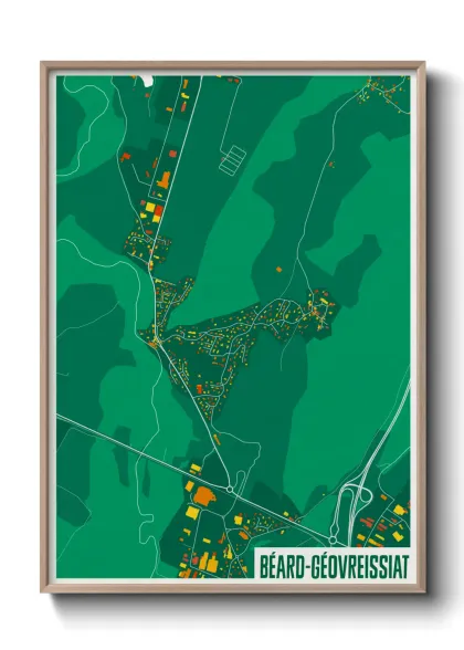 Une affiche de carte sur Béard-Géovreissiat