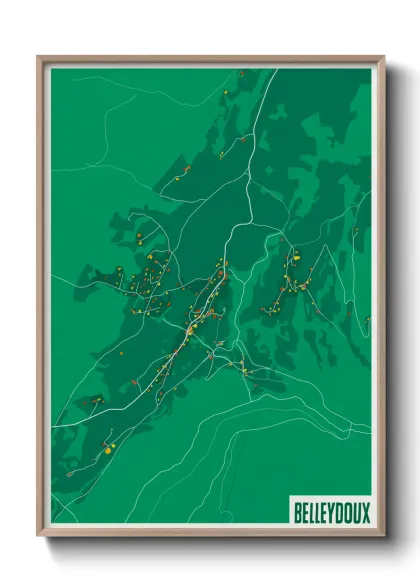 Une affiche de carte sur Belleydoux