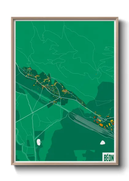 Une affiche de carte sur Béon