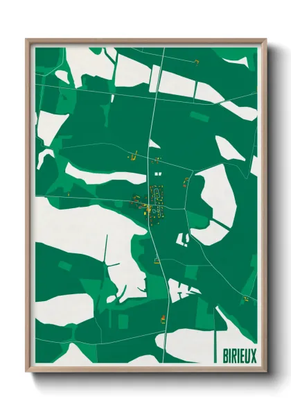 Une affiche de carte sur Birieux