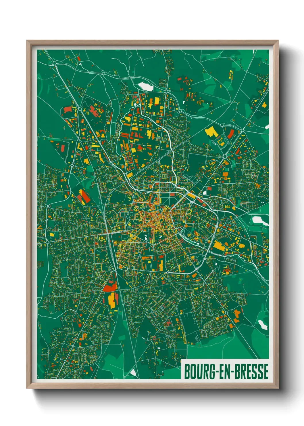 Un poster carte Bourg-en-Bresse