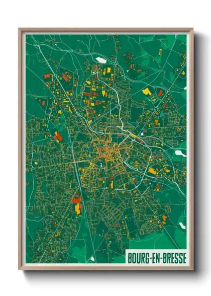 Une affiche de carte sur Bourg-en-Bresse