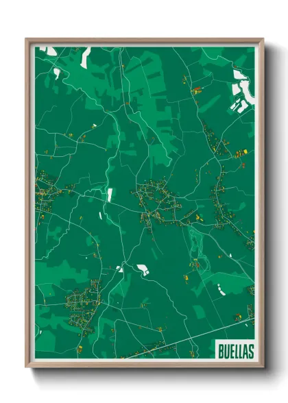 Une affiche de carte sur Buellas