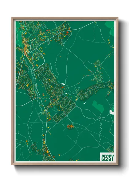 Une affiche de carte sur Cessy