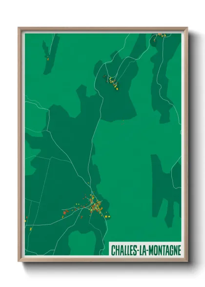 Une affiche de carte sur Challes-la-Montagne