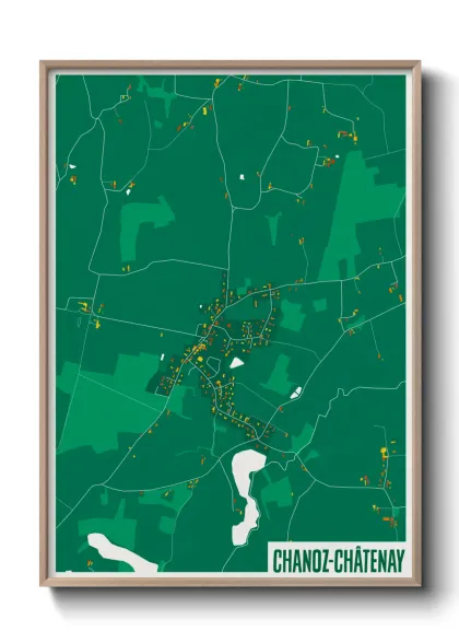 Une affiche de carte sur Chanoz-Châtenay