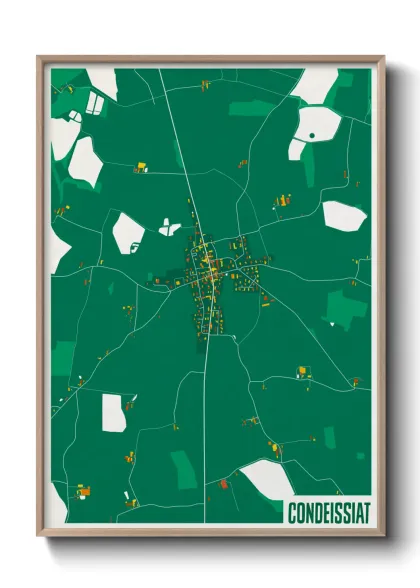 Une affiche de carte sur Condeissiat