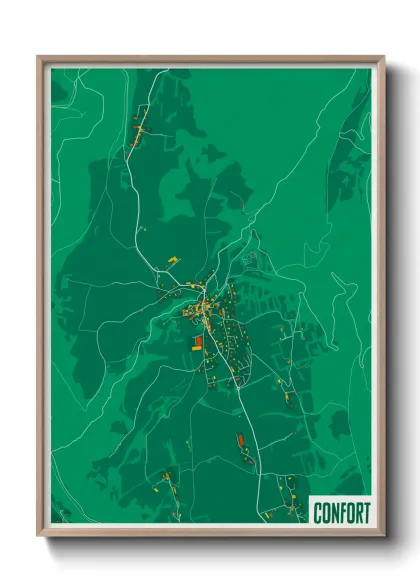 Une affiche de carte sur Confort