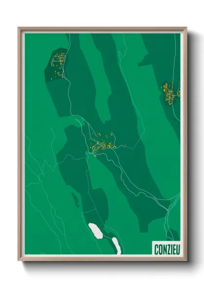 Une affiche de carte sur Conzieu
