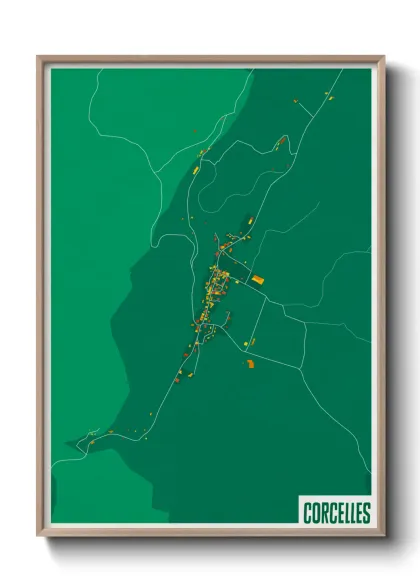 Une affiche de carte sur Corcelles