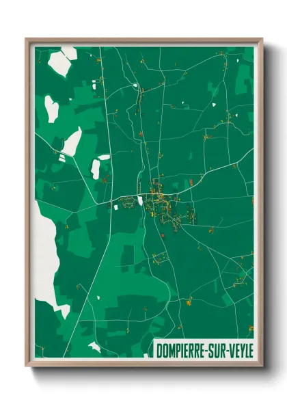 Une affiche de carte sur Dompierre-sur-Veyle