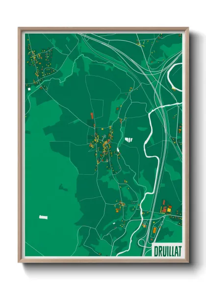Une affiche de carte sur Druillat