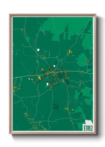 Une affiche de carte sur Étrez