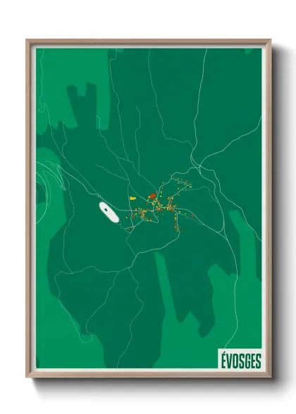 Une affiche de carte sur Évosges
