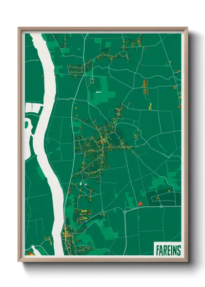 Une affiche de carte sur Fareins