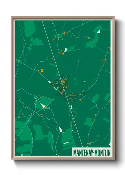 Une affiche de carte sur Mantenay-Montlin