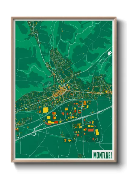 Une affiche de carte sur Montluel