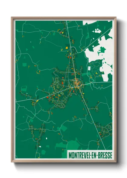 Une affiche de carte sur Montrevel-en-Bresse