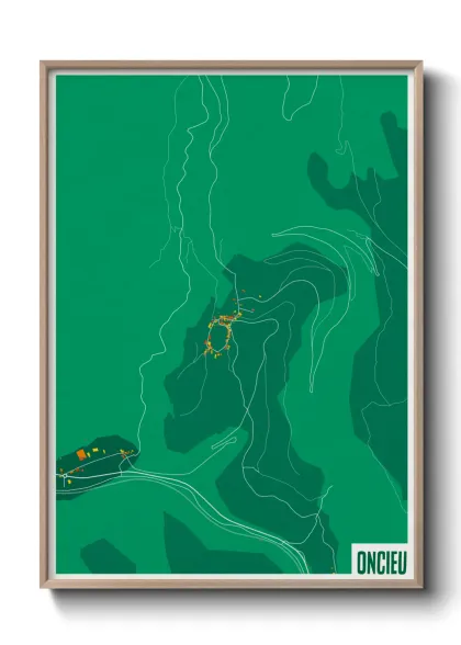 Une affiche de carte sur Oncieu