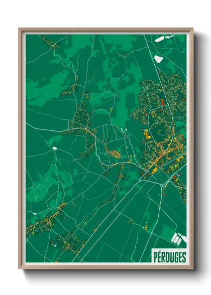 Une affiche de carte sur Pérouges