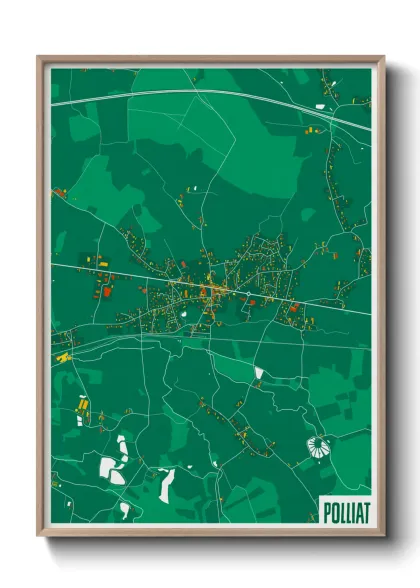 Une affiche de carte sur Polliat