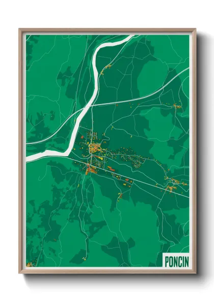Une affiche de carte sur Poncin
