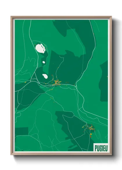 Une affiche de carte sur Pugieu