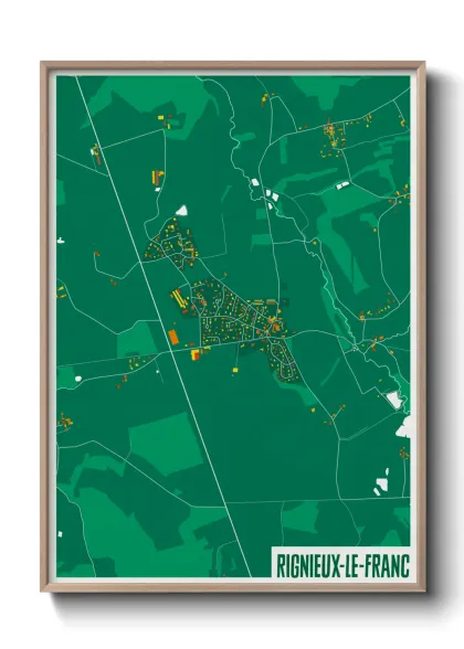 Une affiche de carte sur Rignieux-le-Franc
