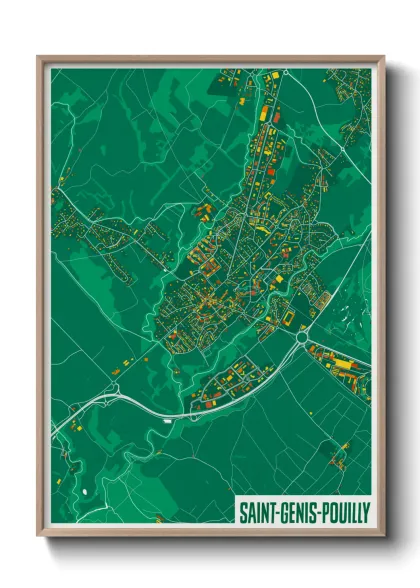 Une affiche de carte sur Saint-Genis-Pouilly