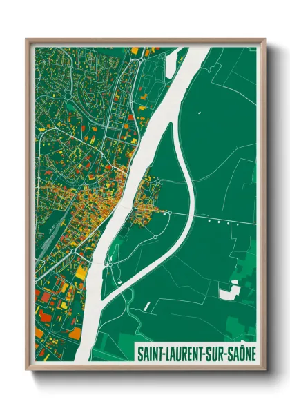 Une affiche de carte sur Saint-Laurent-sur-Saône