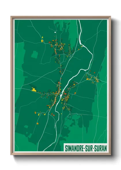 Une affiche de carte sur Simandre-sur-Suran