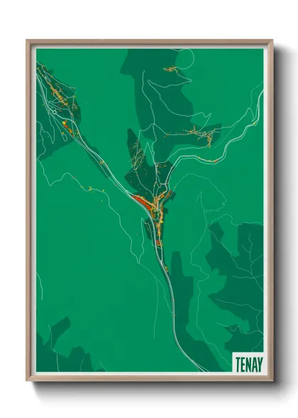 Une affiche de carte sur Tenay