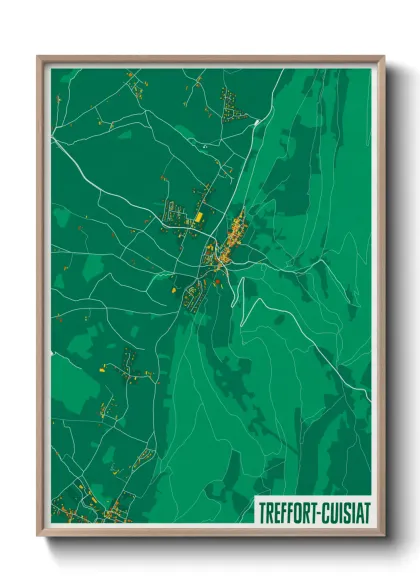 Une affiche de carte sur Treffort-Cuisiat
