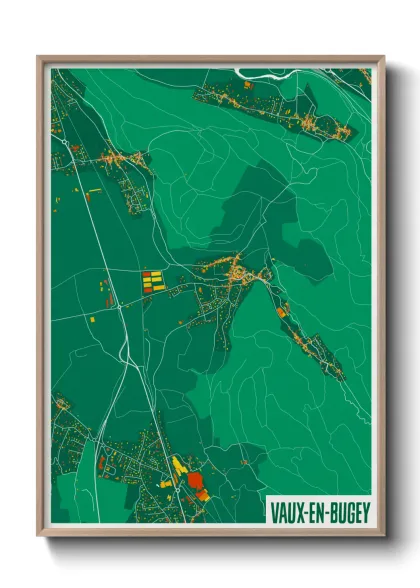 Une affiche de carte sur Vaux-en-Bugey