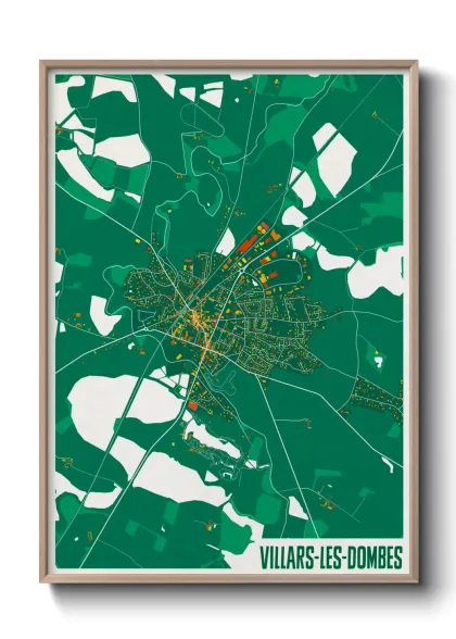 Une affiche de carte sur Villars-les-Dombes