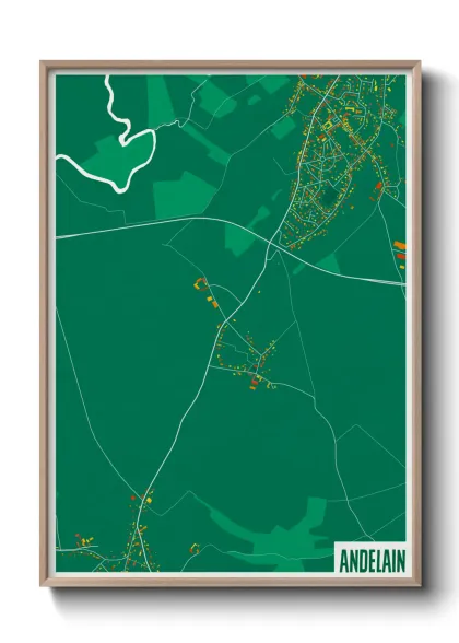 Une affiche de carte sur Andelain