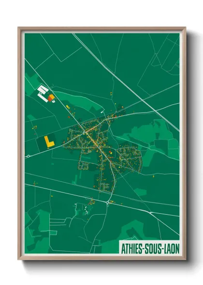 Une affiche de carte sur Athies-sous-Laon