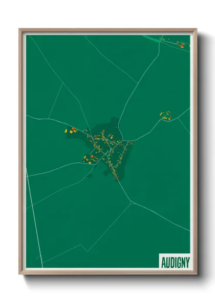 Une affiche de carte sur Audigny