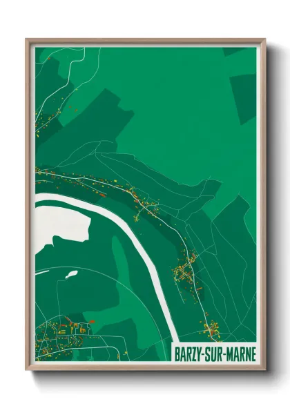 Une affiche de carte sur Barzy-sur-Marne