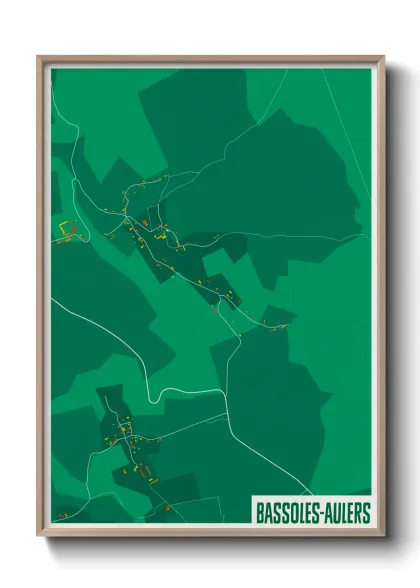 Une affiche de carte sur Bassoles-Aulers