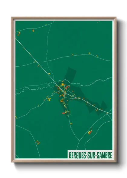 Une affiche de carte sur Bergues-sur-Sambre