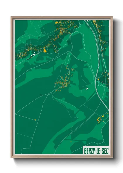 Une affiche de carte sur Berzy-le-Sec