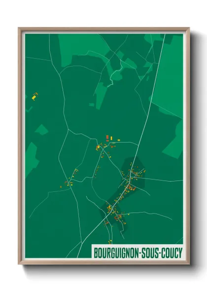 Une affiche de carte sur Bourguignon-sous-Coucy