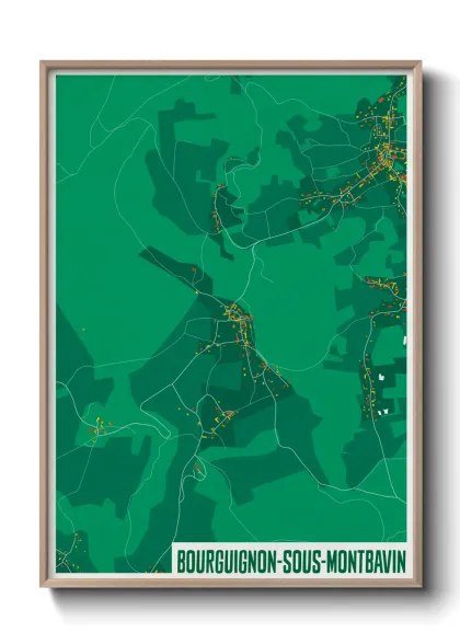 Une affiche de carte sur Bourguignon-sous-Montbavin