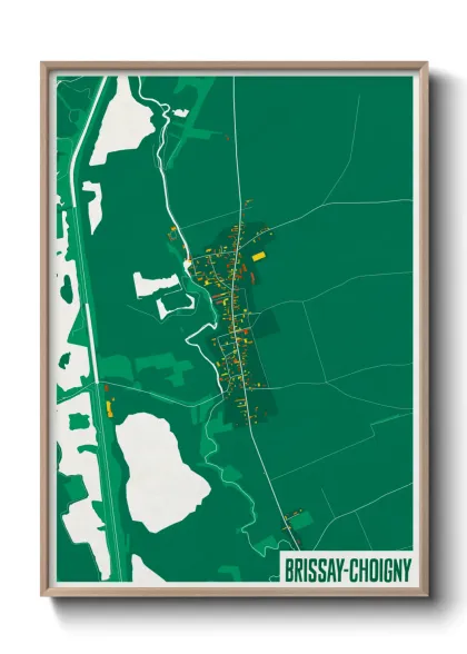 Une affiche de carte sur Brissay-Choigny