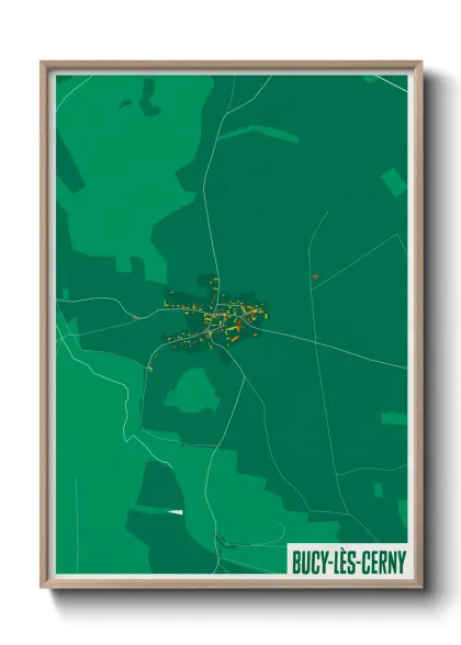 Une affiche de carte sur Bucy-lès-Cerny