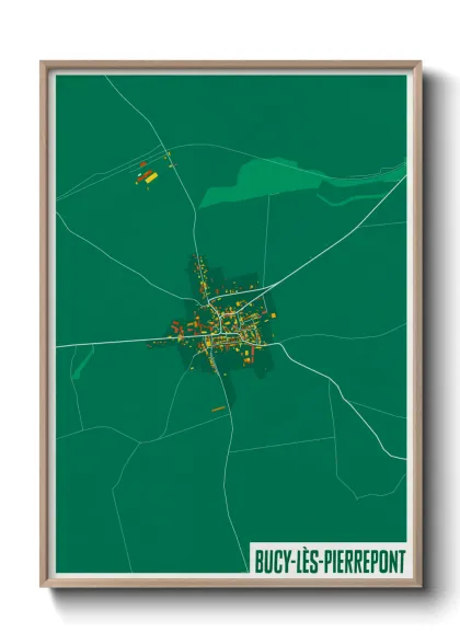 Une affiche de carte sur Bucy-lès-Pierrepont