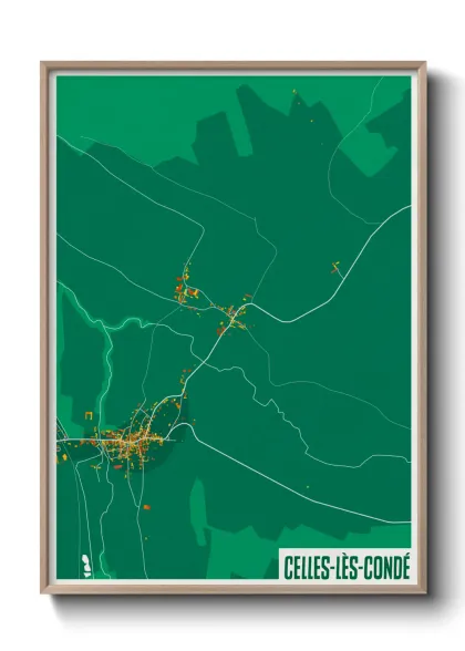 Une affiche de carte sur Celles-lès-Condé